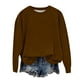 thumbnail image 5 of Sudadera Meitianfacai para niñas pequeñas y grandes, informal, de color liso, con cuello redondo, manga larga, estilo túnica, entallada, para otoño, moda de otoño, sudadera marrón para niñas, talla, 5 of 7