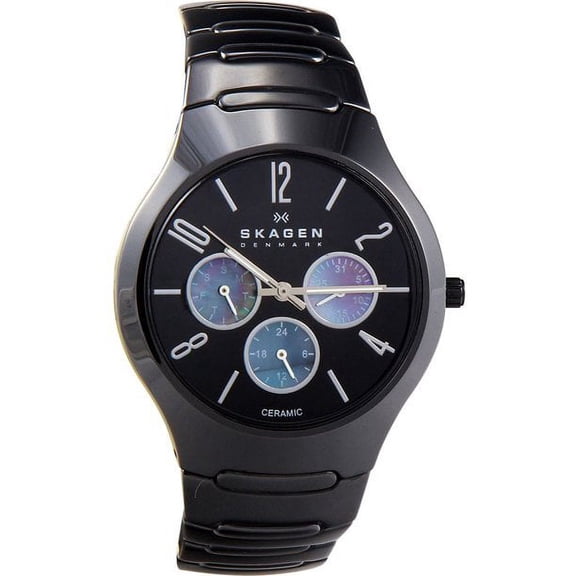 Skagen Men's 817SXBC1 Ceramic Black Day and Date 24 Hour Watch