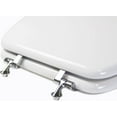 Elongated Toilet Seat w/Chromed Metal Hinges, Wood, White