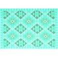 thumbnail image 1 of Ahgly Company Machine Washable Indoor Rectangle Southwestern Turquoise Blue Country Area Rugs, 8' x 12', 1 of 4