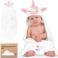 thumbnail image 1 of Toalla para bebé KeaBabies con capucha 89x89 cm de bambú suave con diseño de unicornio, 1 of 9