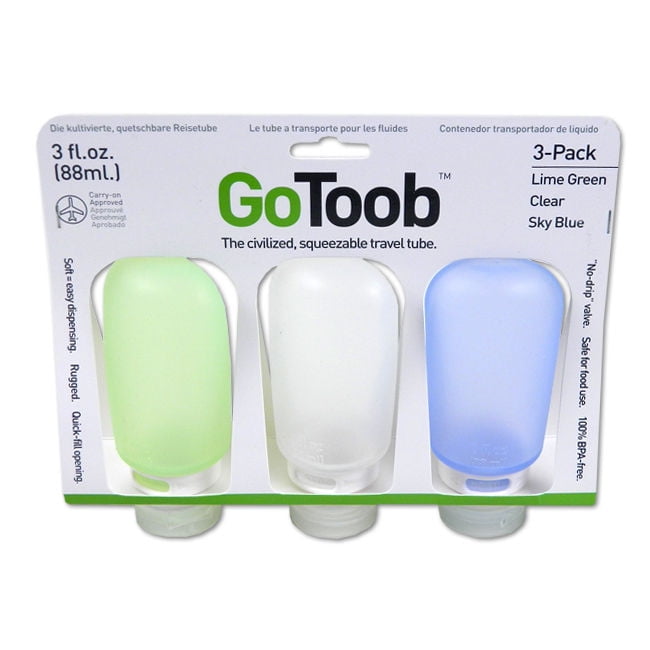 GoToob, 3Pack, Small (1.25oz), Clear/Green/Blue