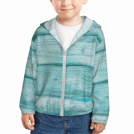 

Zeuib Teal Turquoise Wood Print Girls & Boys Sun Protection Hoodie with UPF 50+ Children’s Quick-Dry Jacket Perfect for Outdoor Activities-18 Months