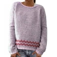 thumbnail image 4 of Bovemsi Sweaters for Women Cozy Women's Knitted Isle Print Retro Sweater Casual Loose Crewneck Long Sleeve Lightweight Fall Sweaters, 4 of 5