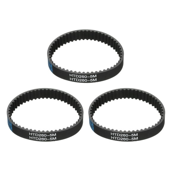 3 Packs HTD-5M Rubber Timing Belt 52 Teeth, 260mm Pitch Length, Closed Loop Pulley Timing Belt