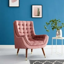 Modway Suggest Button Tufted Performance Velvet Lounge Chair in Dusty Rose
