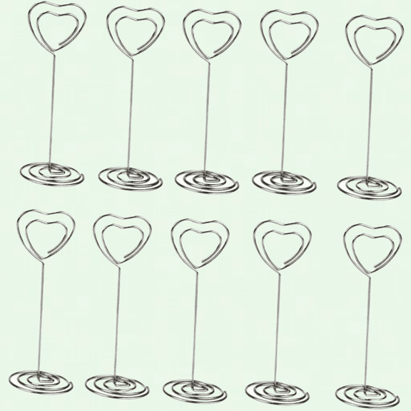 Heart Shape Place Card Holders - Pack of 10, Memo Clip Stand for Table, Wedding, Office, Party Decor