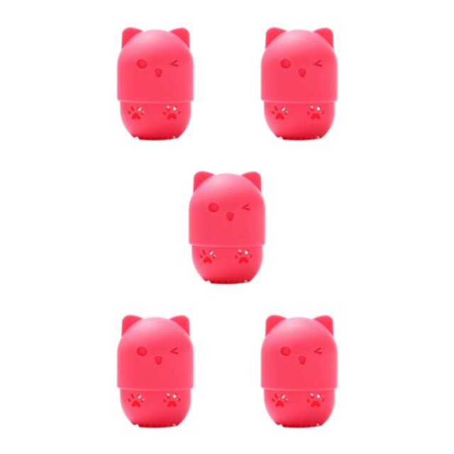 Wweixi Hygienic And Durable Washable And Reusable Storage Box For Cat Makeup Sponges rose red 5Set