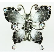 Butterfly Hair Clip - Silver Tone Butterfly Hair Accessory (Grey)