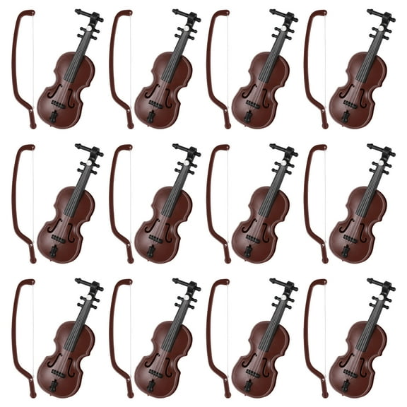 Toyvian 12 Sets Mini Violin Model for Lovers Home Decoration Coffee Plastic