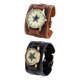 thumbnail image 1 of Reloj de cuero de PU, brazaletes de esfera grande, brazalete de cuero de PU, reloj de pulsera para Halloween, Navidad, cumpleaños, día de San Valentín, negocios informales Negro Marrón Suave Salvador reloj de pulsera, 1 of 10