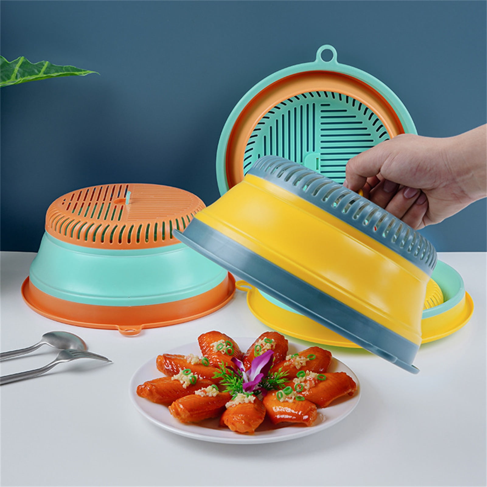 Dengjunhu Collapsible Microwave Splatter Proof Food Plate Cover With Easy Grip Handle Dishwasher