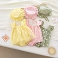 thumbnail image 2 of Baby girl sleeveless romper mesh patchwork flower jumpsuit skirt princess dress hat set, 2 of 4