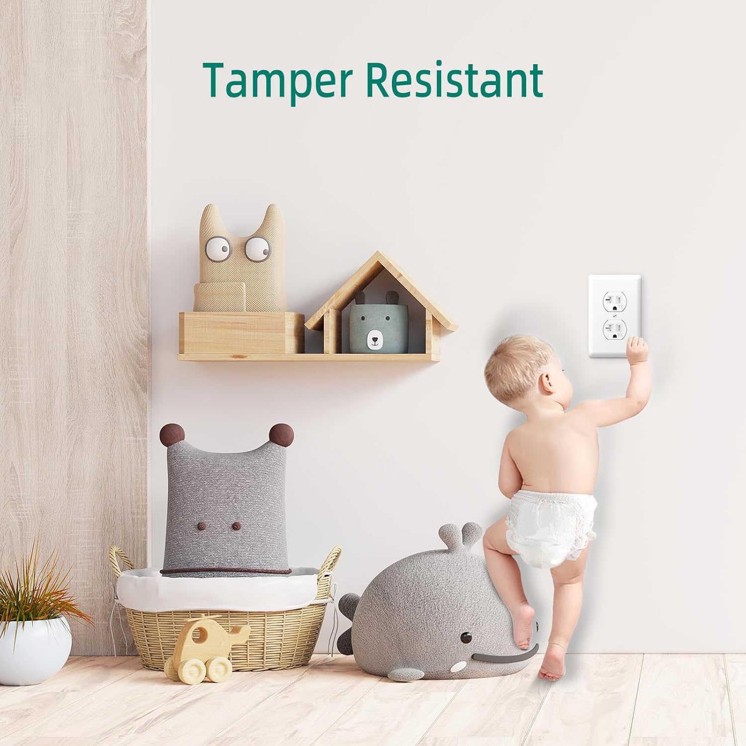 20Amp Electrical Wall Outlet, 125V Duplex Receptacle White Outlet, Standard Residential Grade, Tamper-Resistant, 2-Pole 3-Wire, Self-Grounding, Child Proof, UL Listed, Push & Side Wire, 10 Pack