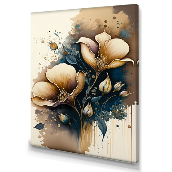 Designart Deep Blue Calla Lily Bouquet VII Canvas Wall Art