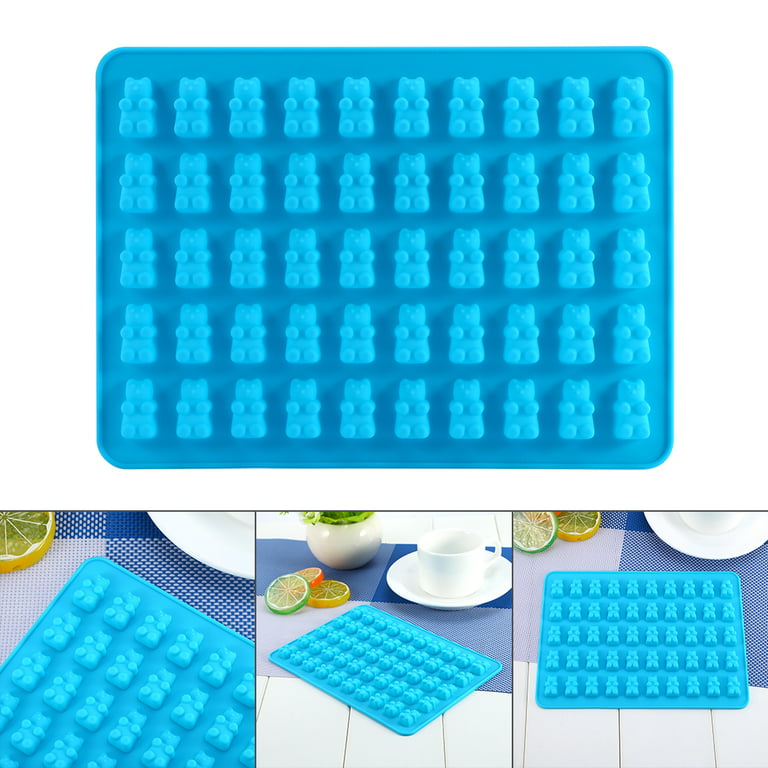 Large Gummy Bear and Worm Mold Silicone, 4 PCS No Stick Chocolate Candy  Gummy Molds for Edibles with 2 Droppers & Brush BPA-Free 100 Cavities,  Ideal