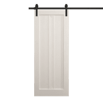 Modern Barn Door 28 x 80 inches | Ego 5006 Painted White Oak | 6.6FT Rail Track Heavy Hardware Set | Solid Panel Interior Doors