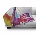 thumbnail image 3 of London Soft Flannel Fleece Throw Blanket, Historical Big Ben and Bus Bell Clock Tower UK Europe Street Landmark, Cozy Plush for Indoor and Outdoor Use, 70" x 90", Purple Red Yellow, by Ambesonne, 3 of 6