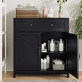 thumbnail image 3 of Coffee Bar Cabinet, Kitchen Storage Cabinet, Modern Farmhouse Buffet Sideboard with Drawer and Adjustable Shelf, Barn Door Accent Cabinets for Kitchen, Dining Room, Entryway (Black), 3 of 7