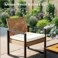 thumbnail image 6 of MF Studio 4-Piece All-Weather Rattan Patio Furniture Set, Outdoor Conversation Set with Wood Table, Yellow and Beige, 6 of 10