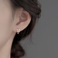 thumbnail image 2 of Solid 925 Sterling Silver CZ Bow Hoop Earrings Ribbon for Women Teens Small Bowknot Hoop Earrings Cartilage, 2 of 13