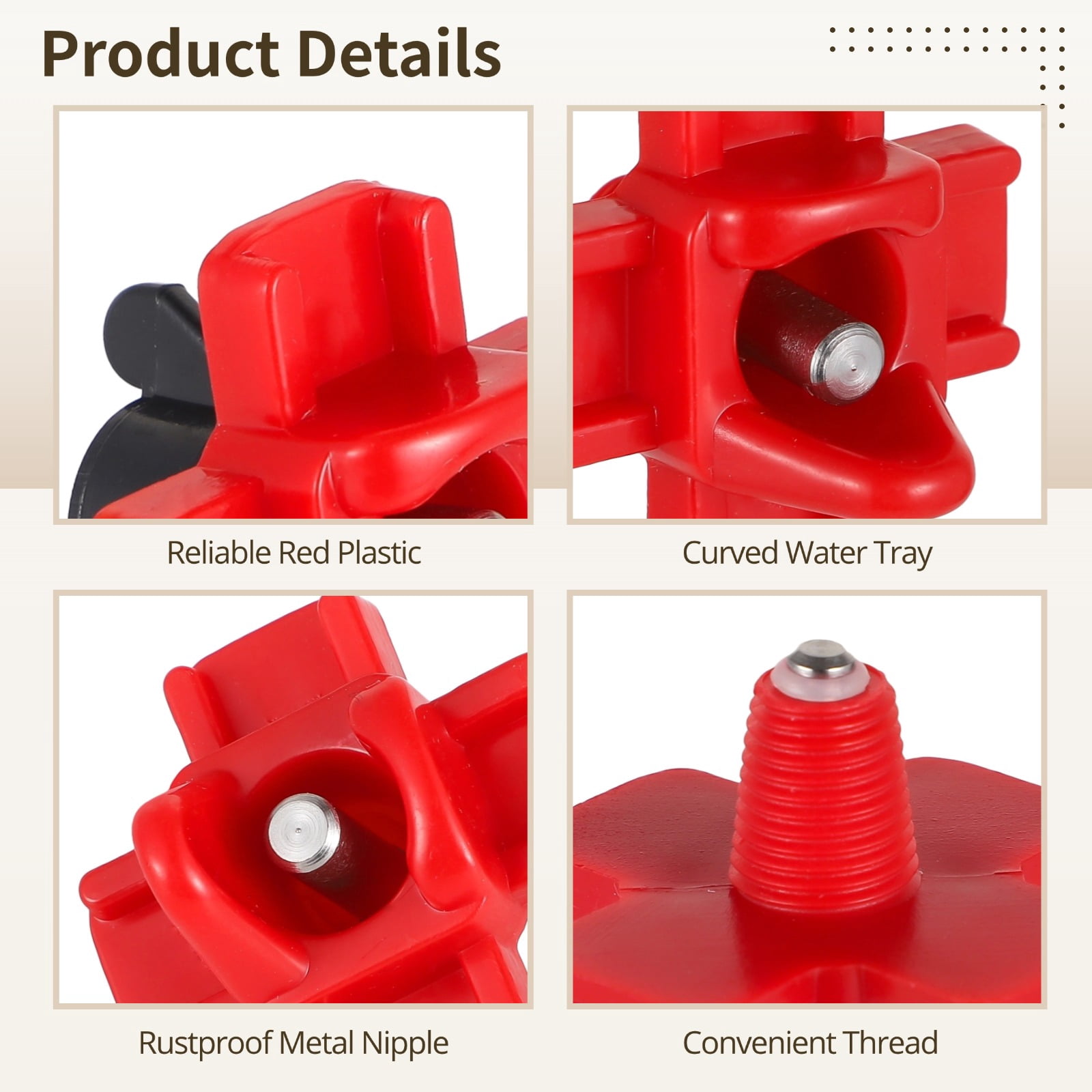 40PCS Horizontal Chicken Water Nipple Kit, Automatic Poultry Water Feeder, Outdoor Leakproof Waterer for Water Buckets Chicken Coop