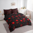 thumbnail image 3 of jejeloiu Chic Love Print 7-Piece Twin Bedding Set Bohemian Hearts Red Black Breathable Reversible Decor For Kids, 3 of 8