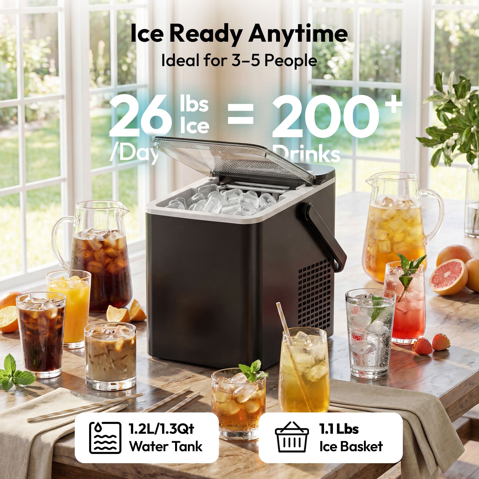 EUHOMY Countertop Ice Maker, 26 lbs/Day Portable photo 3