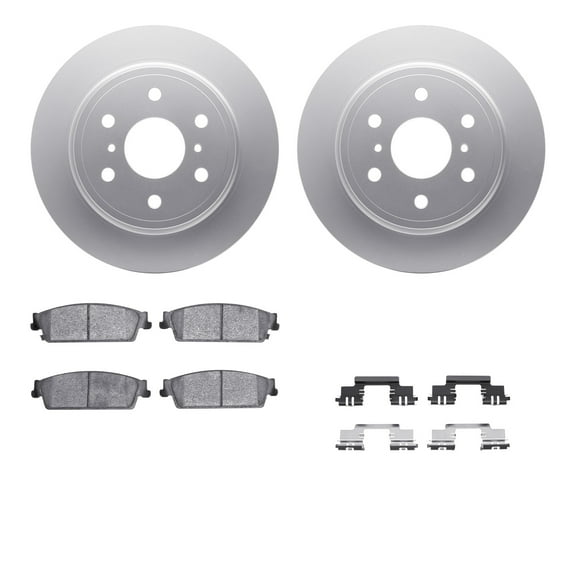 Dynamic Friction Company Rear Geospec Brake Rotors with Heavy Duty Brake Pads includes Hardware 4212-48018