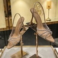 thumbnail image 3 of Sandalias de mujer con punta abierta y tacón alto de marca con diamantes de imitación transparentes, novedad de verano de 2024, zapatillas de lujo de moda para mujer, 3 of 5