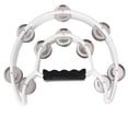 thumbnail image 1 of Tambourin Musical avec Poignées en Métal à Double Rangée, Tambour de Percussion, Cadeau de Fête, Instruments de Percussion Blanc, 1 of 7