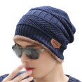 thumbnail image 6 of GRNSHTS Unisex Caps Women Men Winter Knitted Hats Beanie Fur Baggy Wool Cap Skull Slouchy Warm Ski Hat ,Navy Blue, 6 of 7