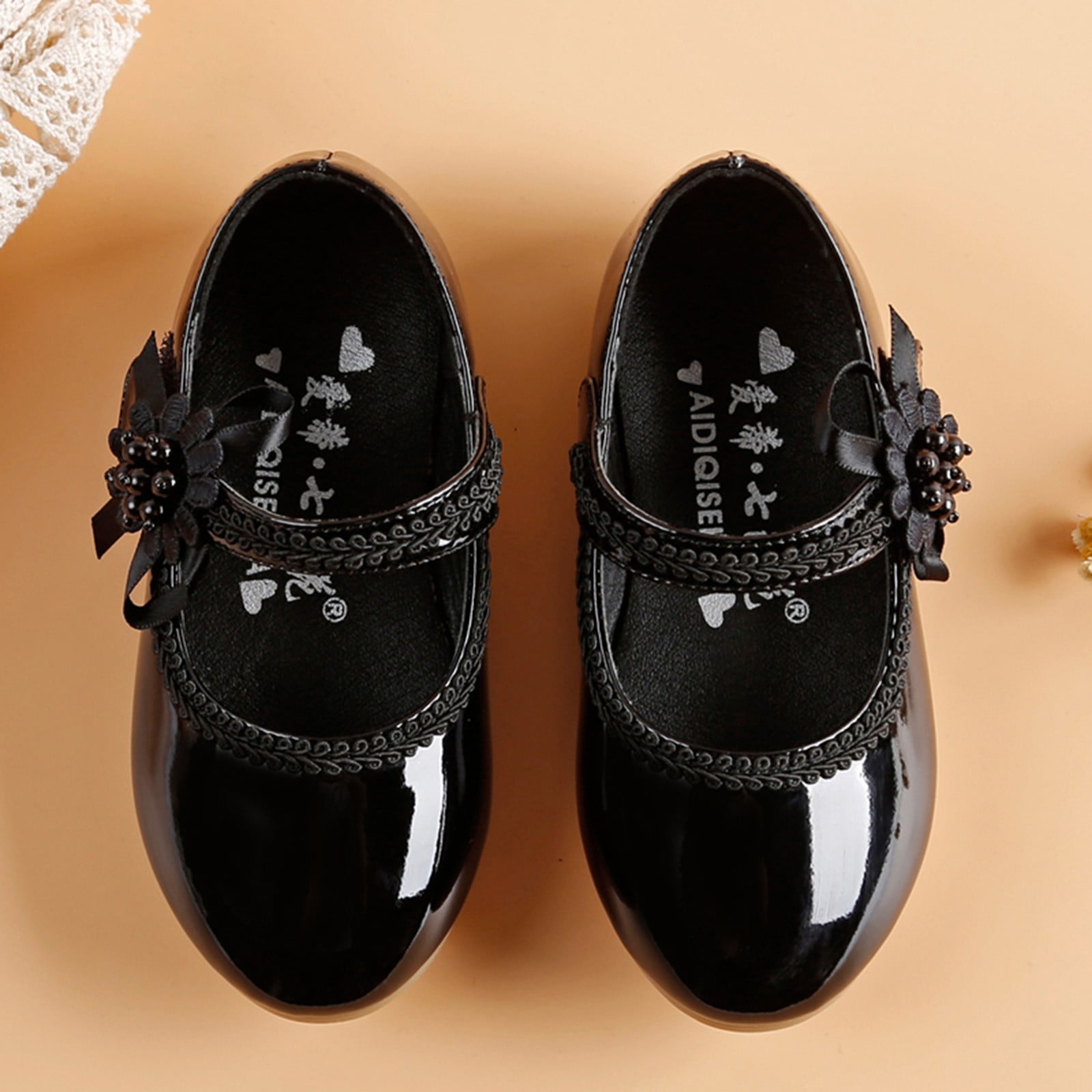 nsendm Girls Shoes Toddler Female Size 3 Shoes Girl Shoes Small Leather Shoes Single Shoes Children Dance Shoes Girls Performance Shoes Tie Tennis Shoes Black 7 Walmart