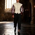 thumbnail image 7 of 3pcs Halloween Outfits Men's Medieval Court Style Waistcoat + Vintage Shirt + Fashion 3/4 Pants Set Beige L, 7 of 7