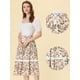 thumbnail image 2 of Falda Midi Allegra K De Verano Con Cintura Elástica Y Cordón Con Inserción De Encaje Floral Bohemio Blanco S, 2 of 4