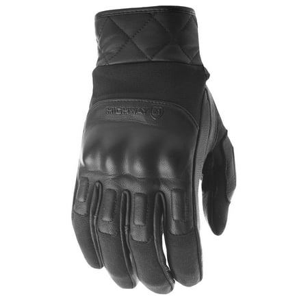 Highway 21 Revolver Men's Motorcycle Glove Goat Skin Leather Touch Screen Compatible Memory Foam Palm Black Size