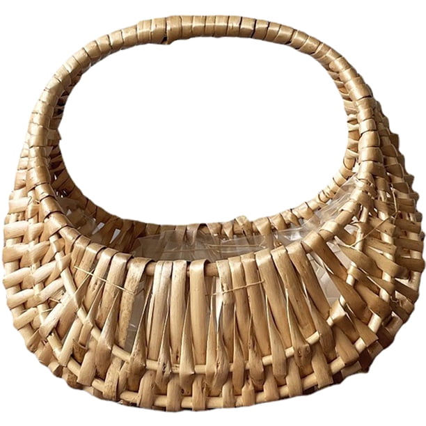 Cesta de flores tejida de ratán, cesta decorativa para arreglos florales, cesta artesanal para boda