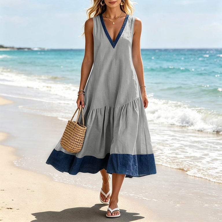 cotton vacation dresses dowerme Women Sleeveless Lace Eyelet Tank Maxi Dress,Army Green,S can wear personality at home or at work Sylviya Women's Casual Cotton Striped