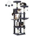 thumbnail image 3 of Pefilos 70" Cat Tree Tower for Indoor Cats, Multi-Level Cat Tree House Cat Scratching Post with 2 Perches, 2 Cat Condos, Hammock and 2 Pompoms, Dark Gray, 3 of 7
