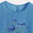 thumbnail image 4 of DDAPJ pyju Cotton Linen Tops for Women Dressy Casual Floral Blouse Loose Comfy Round Neck Short Sleeve T Shirt on Sale Blue XL, 4 of 5