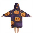 thumbnail image 2 of Halloween Pumpkin Bat Pattern Blanket Hoodies for Kids 6-13YR Oversize Wearable Blanket Hoodies for Boys Girls Teens, 2 of 7