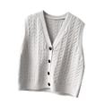thumbnail image 2 of Chaleco de punto, ropa deportiva ligera y moderna, camisetas sin mangas, suéter de estilo vintage para mujer Longitud 53cm, 2 of 8