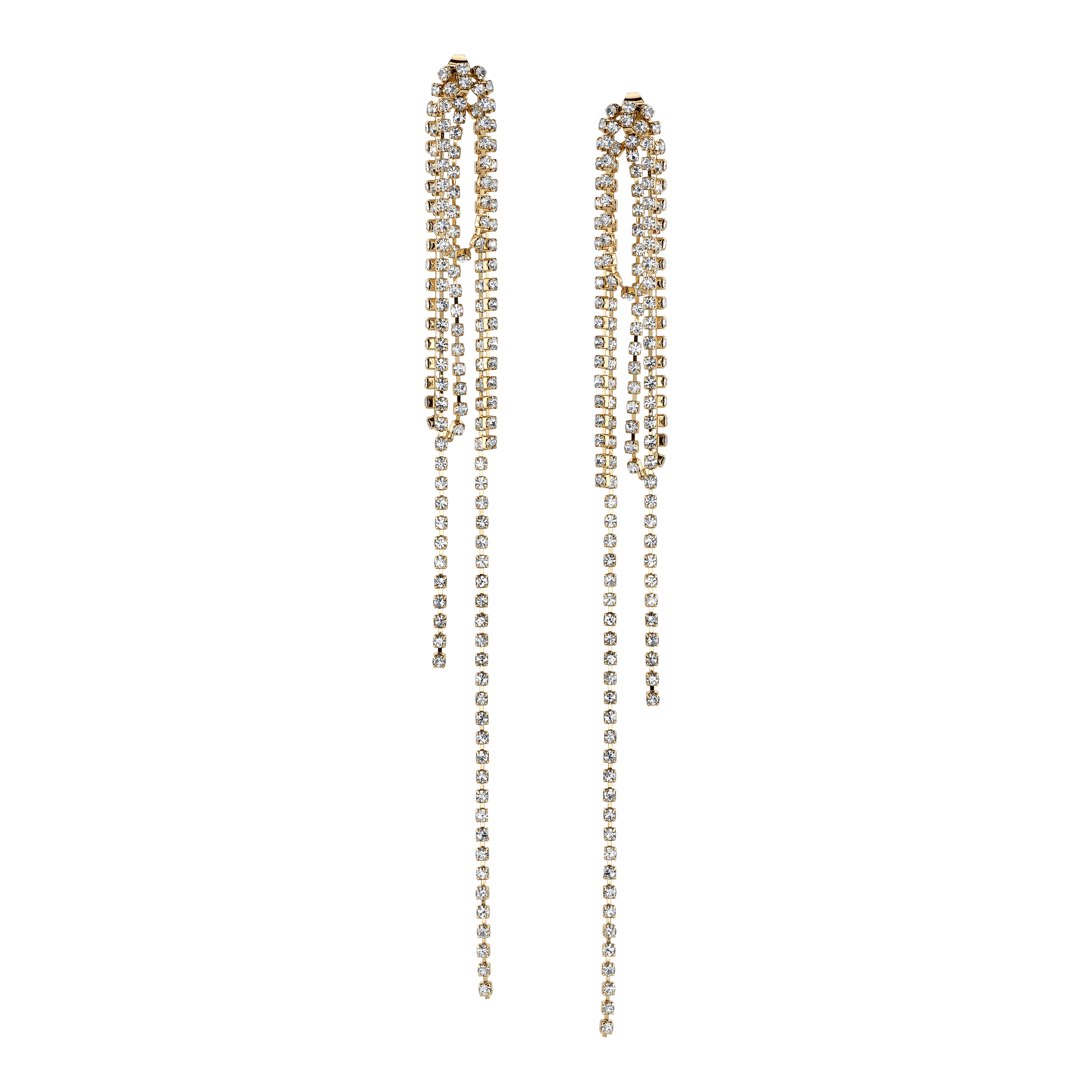 Scoop Womens 14K Gold Flash-Plated Crystal Strands Dangle Earrings