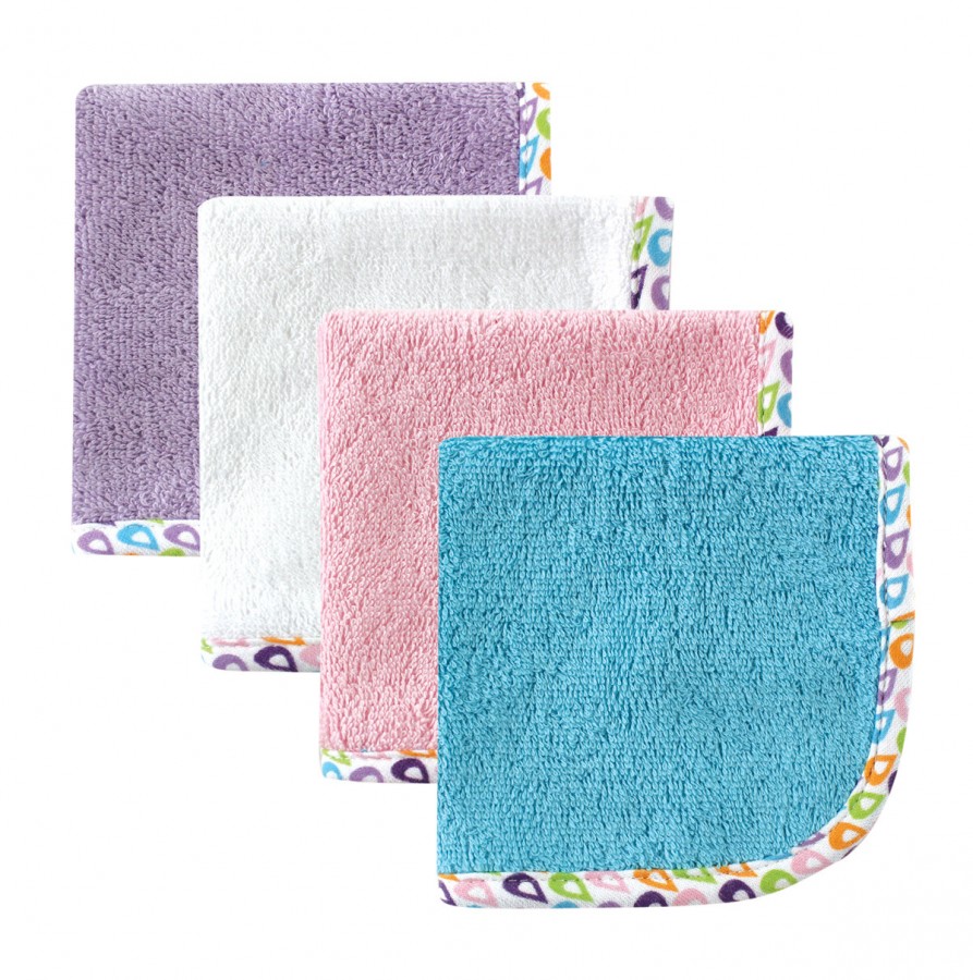 Hudson Baby Infant Girl Super Soft Cotton Washcloths, Purple, One Size