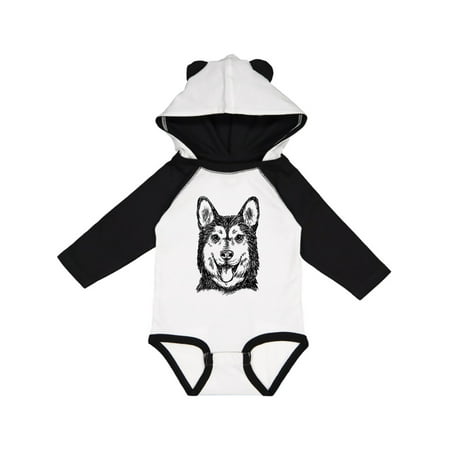 

Inktastic Siberian Husky Sketch Portrait Gift Baby Boy or Baby Girl Long Sleeve Bodysuit