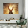 thumbnail image 2 of GOSMITH Jesus Christ Tapestry Jesus Hands Prayer Cross in Hands Wall Handing Backdrop Home Decor for Bedroom Living Room Birthday Party, 2 of 7