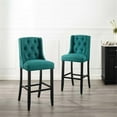 thumbnail image 2 of Hawthorne Collections 30.5" Fabric Tufted Bar Stool in Teal (Set of 2), 2 of 7