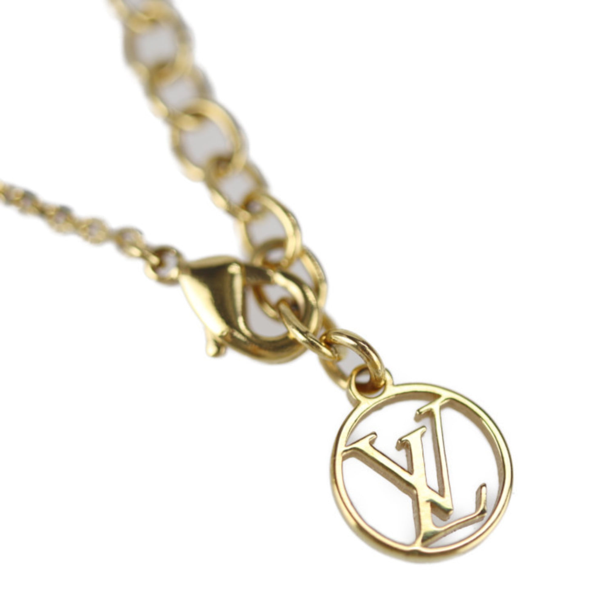 Authenticated used Louis Vuitton Louis Vuitton Pandan Tiff Plus Vendome Necklace M68352 Metal Gold LV Logo Circle, Adult Unisex, Size: One Size