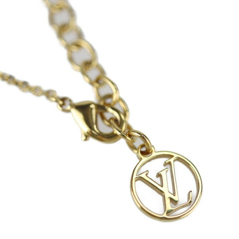 Authenticated Used LOUIS VUITTON Louis Vuitton Pandan Tiff Plus Vendome  Necklace M68352 Metal Gold LV Logo Circle 