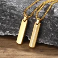 thumbnail image 3 of Mens Vertical Pendant Necklaces,Embossing Radiation Sunburst 14K Yellow Gold Long Bar Collars,Male Jewelry Gifts for Him BBF, 3 of 6